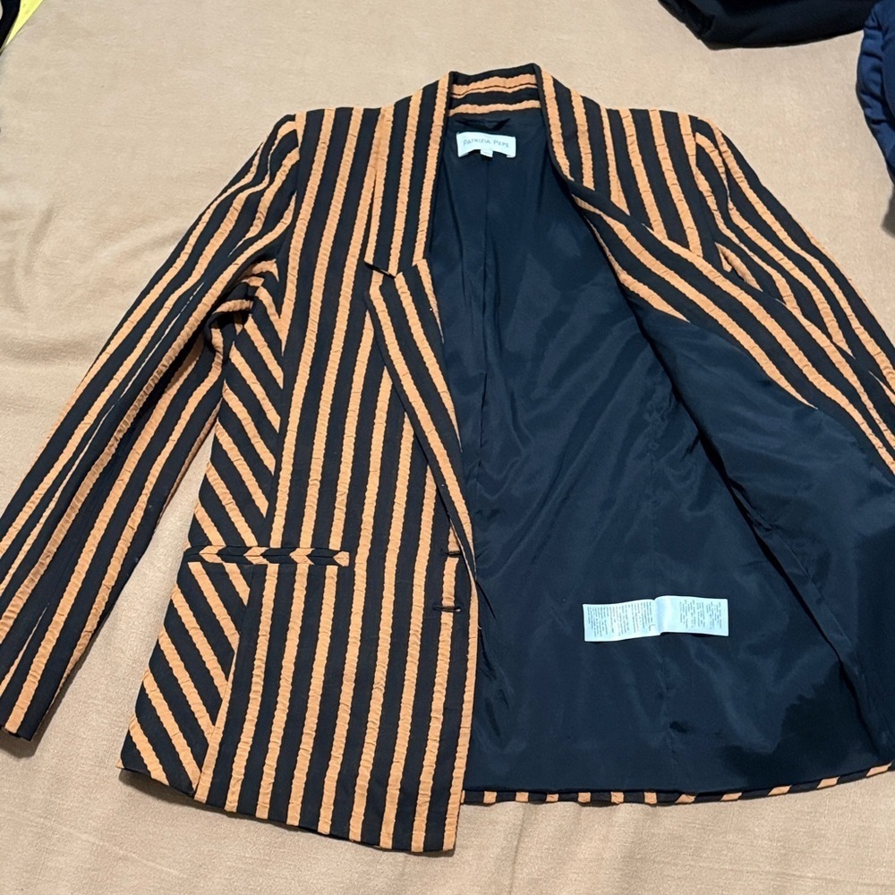 Striped Black and Orange Blazer - Picture 9 of 14